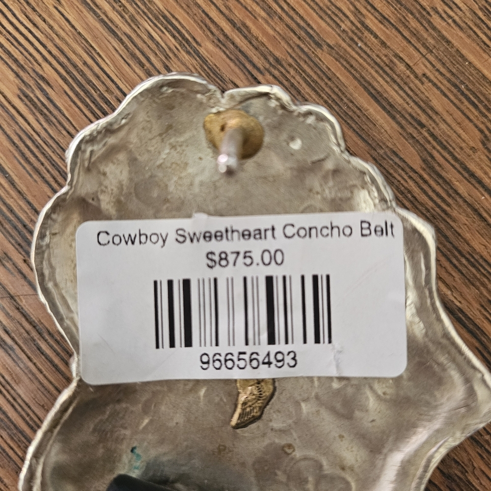 NWT Silver Hearts Concho Western Rodeo Quincy Cowboy Black Leather Belt L/XL - Picture 4 of 9